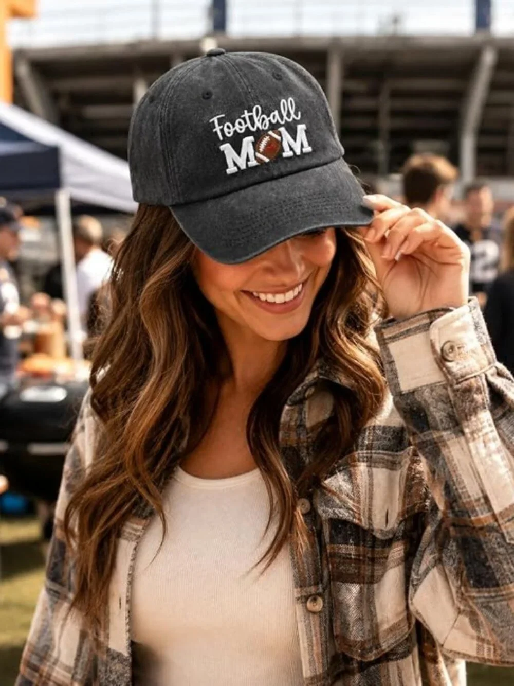 Football Mom Hat for Women, Adjustable Football Baseball Cap -D